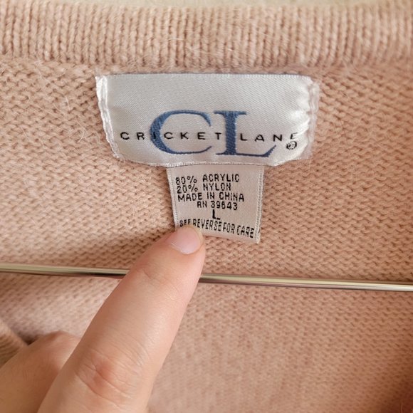 Vintage Pink Beaded Floral Cricket Lane Acrylic Sweater Vest - Picture 3 of 5